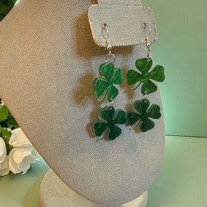 Double Shamrock Earrings | St. Patrick’s Day Acrylic Dangle Earrings